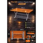 SAZLIK 70*120 Metal Ayaklı Plastik Katlanır Bahçe Masası Teak