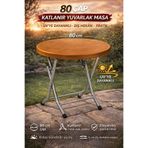 SAZLIK Katlanır Balkon, Bahçe Masası (yuvarlak) (80*80) Ölçü Renk (teak)
