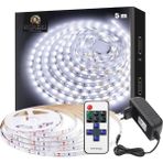 Sb-6502 Şerit Led Işık Dimmer Kumandalı Adaptörlü Tak Çalıştır Aydınlatma (Beyaz, 5 Metre)