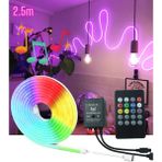 SB-6505 Neon LED Şerit LED Işık Seti Rgb Çok Renkli Sese Müziğe Duyarlı Kumandalı ve Adaptör - 2,5 m