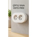 Sb Shopping Ikili Beyaz Topraklı Priz Sıva Üstü Tasarım Duvar Elektrik Prizi
