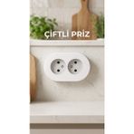Sb Shopping Ikili Beyaz Topraklı Sıva Üstü Priz - Elektrik Çiftli Priz