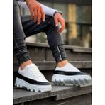 Sb Shopping KB-056 Kuback Beyaz Siyah Detaylı Beyaz Yüksek Taban Günlük Spor Ayakkabı