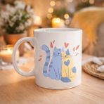 Sb Shopping Sevimli Aşık Kediler Desenli Porselen Kupa Model 42 – Love Cats Tasarım Sevgiliye Hediye, Kahve &am - Renkli