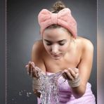 SB SizinBazar Pembe Sporcu Spa Takımı - 1 Adet Renkli Çift Havlu Yıkama Bilekliği ve Elastik Saç Bandı Takımı - Açık Pembe