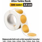 Sb Store Altın Yaldız Renkli Etiket Çok Amaçlı Yuvarlak Kesim Ambalaj Etiketi 3,5cm - 500 Adet