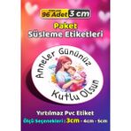 Sb Store Anneler Günü Ambalaj Hediye Paket Süsleme Etiketi Model 100 - 96 Adet 3cm - Çok Renkli - 3 cm - Pvc Etilket