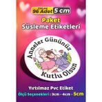 Sb Store Anneler Günü Ambalaj Hediye Paket Süsleme Etiketi Model 103 - 96 Adet 5cm - Çok Renkli - 5 cm - Pvc Etilket