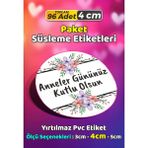 Sb Store Anneler Günü Ambalaj Hediye Paket Süsleme Etiketi Model 105 - 96 Adet 4cm - Çok Renkli - 4 cm - Pvc Etilket