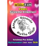 Sb Store Anneler Günü Ambalaj Hediye Paket Süsleme Etiketi Model 11 - 96 Adet 5cm - Çok Renkli - 5 cm - Pvc Etilket