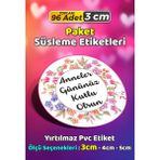 Sb Store Anneler Günü Ambalaj Hediye Paket Süsleme Etiketi Model 116 - 96 Adet 3cm - Çok Renkli - 3 cm - Pvc Etilket
