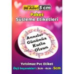 Sb Store Anneler Günü Ambalaj Hediye Paket Süsleme Etiketi Model 119 - 96 Adet 5cm - Çok Renkli - 5 cm - Pvc Etilket
