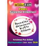 Sb Store Anneler Günü Ambalaj Hediye Paket Süsleme Etiketi Model 145 - 96 Adet 5cm - Çok Renkli - 5 cm - Pvc Etilket