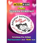Sb Store Anneler Günü Ambalaj Hediye Paket Süsleme Etiketi Model 17 - 96 Adet 4cm - Çok Renkli - 4 cm - Pvc Etilket