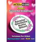 Sb Store Anneler Günü Ambalaj Hediye Paket Süsleme Etiketi Model 177 - 96 Adet 4cm - Çok Renkli - 4 cm - Pvc Etilket