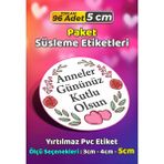 Sb Store Anneler Günü Ambalaj Hediye Paket Süsleme Etiketi Model 178 - 96 Adet 5cm - Çok Renkli - 5 cm - Pvc Etilket