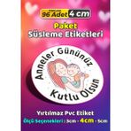 Sb Store Anneler Günü Ambalaj Hediye Paket Süsleme Etiketi Model 18 - 96 Adet 4cm - Çok Renkli - 4 cm - Pvc Etilket