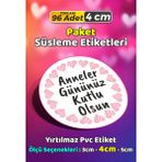 Sb Store Anneler Günü Ambalaj Hediye Paket Süsleme Etiketi Model 180 - 96 Adet 4cm - Çok Renkli - 4 cm - Pvc Etilket