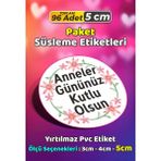 Sb Store Anneler Günü Ambalaj Hediye Paket Süsleme Etiketi Model 195 - 96 Adet 5cm - Çok Renkli - 5 cm - Pvc Etilket
