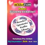 Sb Store Anneler Günü Ambalaj Hediye Paket Süsleme Etiketi Model 197 - 96 Adet 3cm - Çok Renkli - 3 cm - Pvc Etilket
