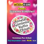 Sb Store Anneler Günü Ambalaj Hediye Paket Süsleme Etiketi Model 201 - 96 Adet 4cm - Çok Renkli - 4 cm - Pvc Etilket