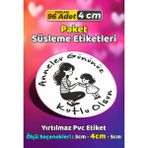 Sb Store Anneler Günü Ambalaj Hediye Paket Süsleme Etiketi Model 22 - 96 Adet 4cm - Çok Renkli - 4 cm - Pvc Etilket
