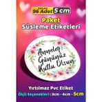 Sb Store Anneler Günü Ambalaj Hediye Paket Süsleme Etiketi Model 222 - 96 Adet 5cm - Çok Renkli - 5 cm - Pvc Etilket