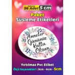 Sb Store Anneler Günü Ambalaj Hediye Paket Süsleme Etiketi Model 231 - 96 Adet 5cm - Çok Renkli - 5 cm - Pvc Etilket