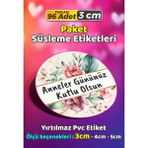 Sb Store Anneler Günü Ambalaj Hediye Paket Süsleme Etiketi Model 256 - 96 Adet 3cm - Çok Renkli - 3 cm - Pvc Etilket