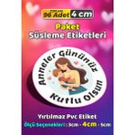 Sb Store Anneler Günü Ambalaj Hediye Paket Süsleme Etiketi Model 29 - 96 Adet 4cm - Çok Renkli - 4 cm - Pvc Etilket
