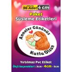 Sb Store Anneler Günü Ambalaj Hediye Paket Süsleme Etiketi Model 3 - 96 Adet 4cm - Çok Renkli - 4 cm - Pvc Etilket