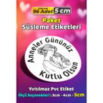Sb Store Anneler Günü Ambalaj Hediye Paket Süsleme Etiketi Model 31 - 96 Adet 5cm - Çok Renkli - 5 cm - Pvc Etilket
