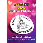 Sb Store Anneler Günü Ambalaj Hediye Paket Süsleme Etiketi Model 37 - 96 Adet 5cm - Çok Renkli - 5 cm - Pvc Etilket