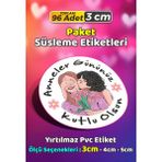 Sb Store Anneler Günü Ambalaj Hediye Paket Süsleme Etiketi Model 42 - 96 Adet 3cm - Çok Renkli - 3 cm - Pvc Etilket