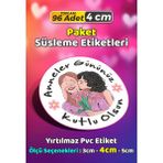 Sb Store Anneler Günü Ambalaj Hediye Paket Süsleme Etiketi Model 42 - 96 Adet 4cm - Çok Renkli - 4 cm - Pvc Etilket