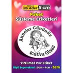 Sb Store Anneler Günü Ambalaj Hediye Paket Süsleme Etiketi Model 45 - 96 Adet 5cm - Çok Renkli - 5 cm - Pvc Etilket