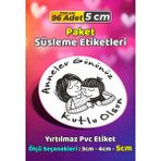 Sb Store Anneler Günü Ambalaj Hediye Paket Süsleme Etiketi Model 46 - 96 Adet 5cm - Çok Renkli - 5 cm - Pvc Etilket