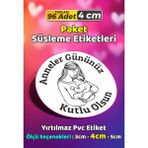 Sb Store Anneler Günü Ambalaj Hediye Paket Süsleme Etiketi Model 49 - 96 Adet 4cm - Çok Renkli - 4 cm - Pvc Etilket