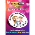 Sb Store Anneler Günü Ambalaj Hediye Paket Süsleme Etiketi Model 54 - 96 Adet 3cm - Çok Renkli - 3 cm - Pvc Etilket