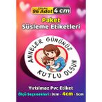 Sb Store Anneler Günü Ambalaj Hediye Paket Süsleme Etiketi Model 55 - 96 Adet 4cm - Çok Renkli - 4 cm - Pvc Etilket