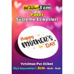 Sb Store Anneler Günü Ambalaj Hediye Paket Süsleme Etiketi Model 57 - 96 Adet 3cm - Çok Renkli - 3 cm - Pvc Etilket