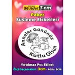 Sb Store Anneler Günü Ambalaj Hediye Paket Süsleme Etiketi Model 6 - 96 Adet 3cm - Çok Renkli - 3 cm - Pvc Etilket