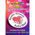 Sb Store Anneler Günü Ambalaj Hediye Paket Süsleme Etiketi Model 65 - 96 Adet 4cm - Çok Renkli - 4 cm - Pvc Etilket