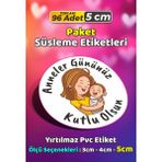 Sb Store Anneler Günü Ambalaj Hediye Paket Süsleme Etiketi Model 93 - 96 Adet 5cm - Çok Renkli - 5 cm - Pvc Etilket