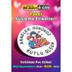 Sb Store Anneler Günü Ambalaj Hediye Paket Süsleme Etiketi Model 96 - 96 Adet 4cm - Çok Renkli - 4 cm - Pvc Etilket