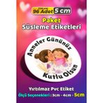 Sb Store Anneler Günü Ambalaj Hediye Paket Süsleme Etiketi Model 99 - 96 Adet 5cm - Çok Renkli - 5 cm - Pvc Etilket