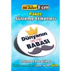 Sb Store Babalar Günü Ambalaj Hediye Paket Süsleme Etiketi Model 11 - 96 Adet 5cm - Çok Renkli - 5 cm - Pvc Etilket