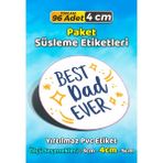 Sb Store Babalar Günü Ambalaj Hediye Paket Süsleme Etiketi Model 124 - 96 Adet 4cm - Çok Renkli - 4 cm - Pvc Etilket