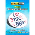 Sb Store Babalar Günü Ambalaj Hediye Paket Süsleme Etiketi Model 125 - 96 Adet 3cm - Çok Renkli - 3 cm - Pvc Etilket