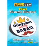 Sb Store Babalar Günü Ambalaj Hediye Paket Süsleme Etiketi Model 15 - 96 Adet 4cm - Çok Renkli - 4 cm - Pvc Etilket